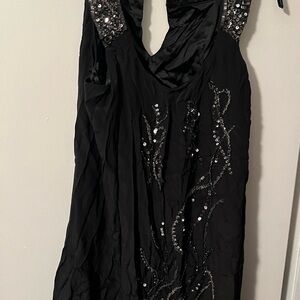 Hannah Black Beaded Backless Dress